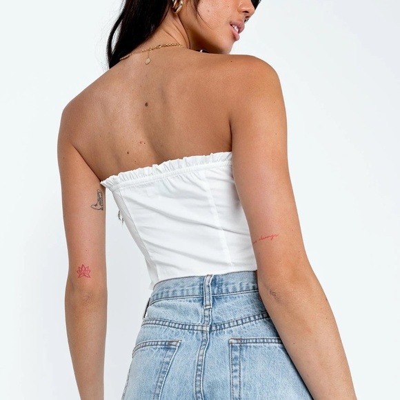 Princess Polly | Size 12 | White Yazmin Strapless Corset Top - Picture 2 of 7